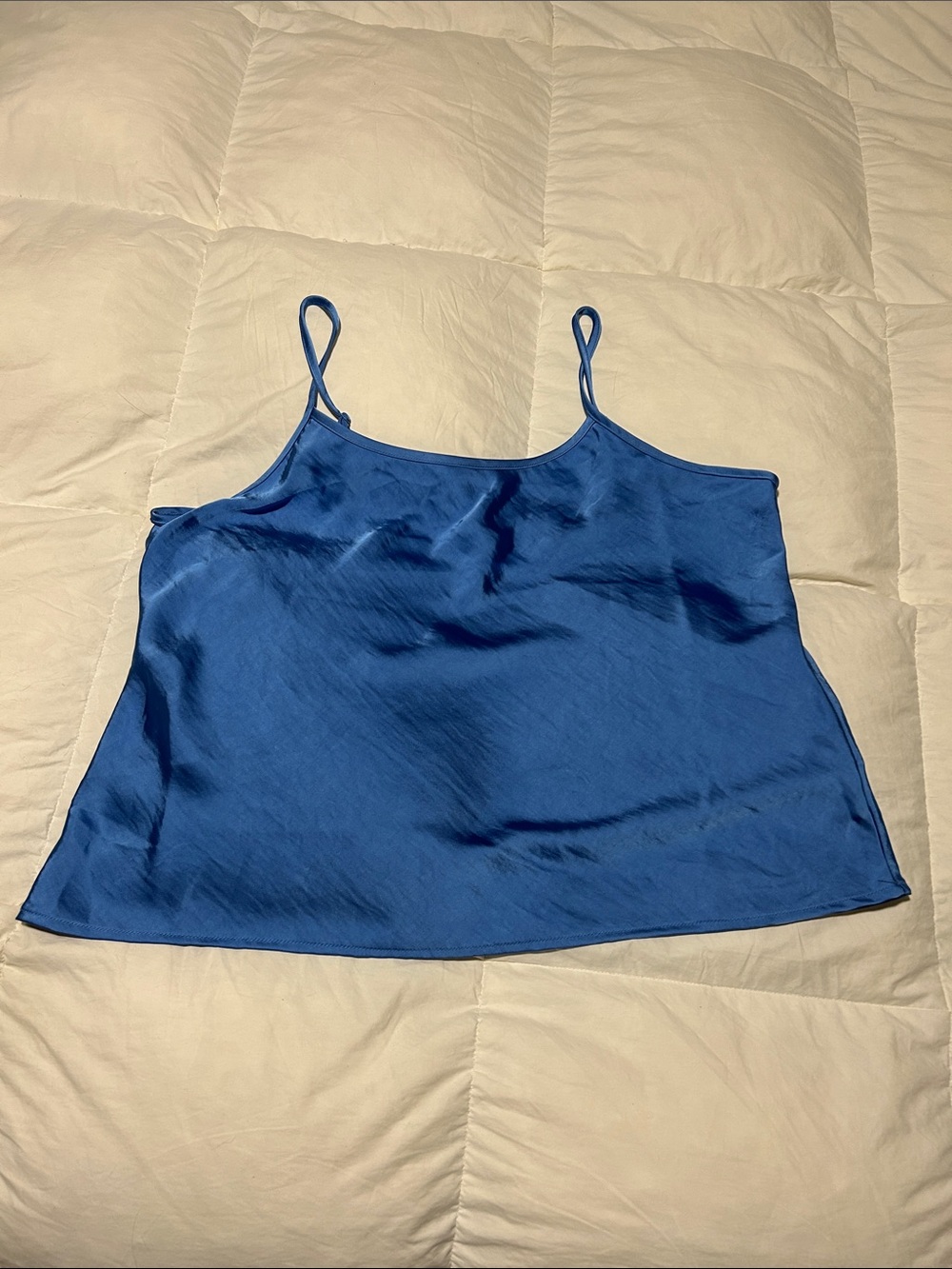 a new day Blue Satin Camisole with Spaghetti Straps